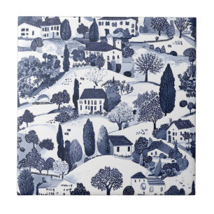 Blaue Toile-Landszene Fliese