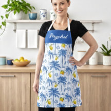 Blaue Toile-Palmen-Limonien-Monogramm-Name