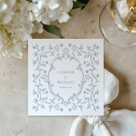 Blaue Toile-Wappen-Hochzeitsservietten Serviette