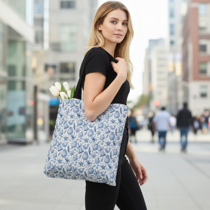 Blaue Toile-Weihnachtsbaumanhänger, Glocken & Schl Tasche