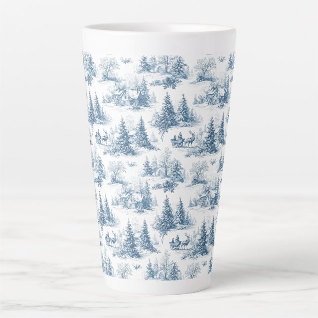Blaue Toile-Weihnachtsmuster  Milchtasse (Vorderseite)