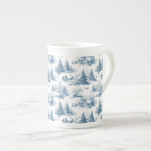 Blaue Toile-Weihnachtsmuster  Prozellantasse