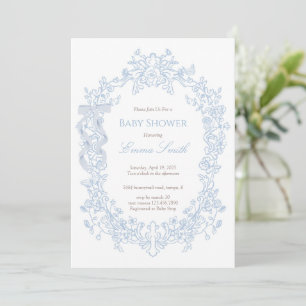 Blaue Toilette Coquette-Schleife Vintage-Blumen-Ba Einladung