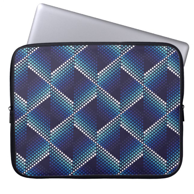 Blaue Töne Geometrisches Muster Laptopschutzhülle (Vorderseite)