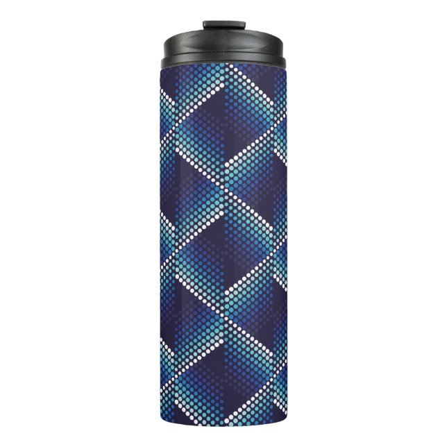 Blaue Töne Geometrisches Muster Thermosbecher (Vorderseite)