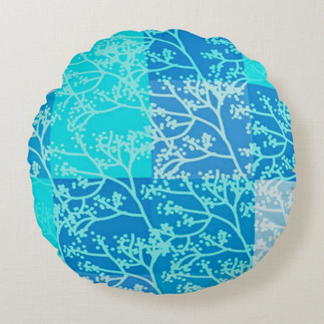 Blaue Tonfolien Rundes Kissen (Vorderseite)