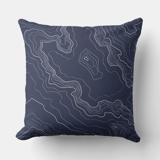 Blaue Topographiekarte Kissen (Vorderseite)