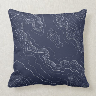 Blaue Topographiekarte Kissen