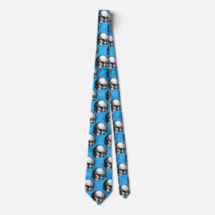 Blaue Totenköpfe und Sonnenblumen-Serie Design 4 Krawatte