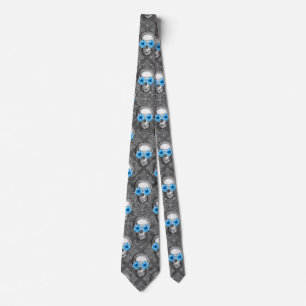Blaue Totenköpfe und Sonnenblumen-Serie Design 5 Krawatte