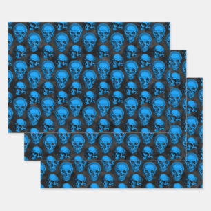 Blaue Totenköpfe und Sonnenblumen Serie Design 6 Geschenkpapier Set