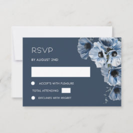 Blaue transparente Blumen-RSVP-Karte RSVP Karte