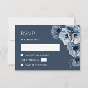 Blaue transparente Blumen-RSVP-Karte RSVP Karte