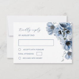 Blaue transparente Blumen-RSVP-Karte RSVP Karte