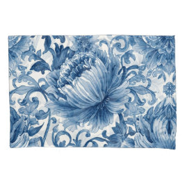 Blaue Träume | Florale Wasserfarbe Chinoiserie Kissenbezug