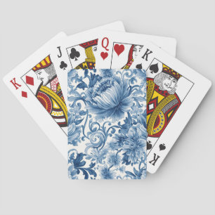 Blaue Träume   Florale Wassermalerei Chinoiserie Spielkarten