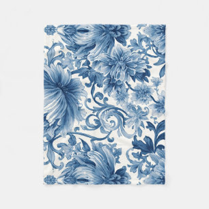 Blaue Träume   Florale Wassermalerei Chinoiserie W Fleecedecke