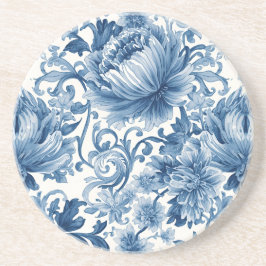Blaue Träume | Florale Wassermalerei Chinoiserie W Getränkeuntersetzer