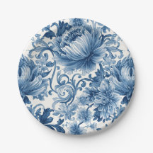 Blaue Träume | Florale Wassermalerei Chinoiserie W