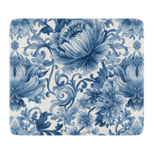 Blaue Träume   Florale Wassermalerei Chinoiserie W Schneidebrett