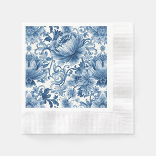 Blaue Träume Florale Wassermalerei Chinoiserie W Serviette