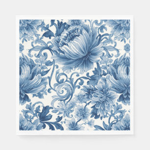 Blaue Träume Florale Wassermalerei Chinoiserie W Serviette