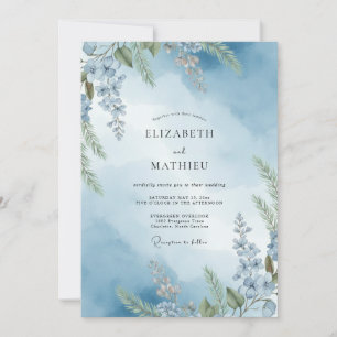 Blaue Traumhochzeit mit Wisteria Einladung