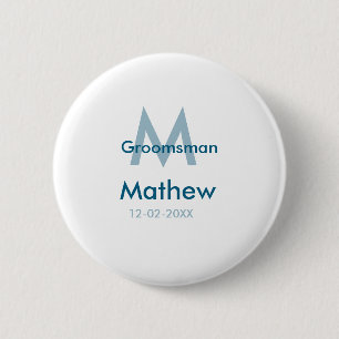 Blaue Trauzeuge mit Namensbuchstaben männlich pro Button