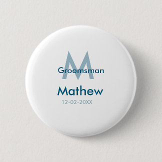 Blaue Trauzeuge mit Namensbuchstaben männlich pro Button