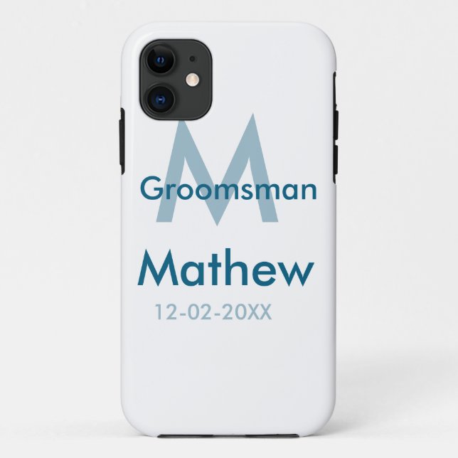 Blaue Trauzeuge mit Namensbuchstaben männlich pro Case-Mate iPhone Hülle (Rückseite)