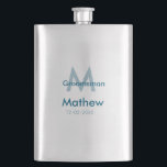 Blaue Trauzeuge mit Namensbuchstaben männlich pro Flachmann<br><div class="desc">Gestaltung</div>