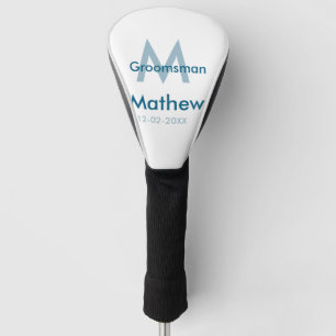 Blaue Trauzeuge mit Namensbuchstaben männlich pro Golf Headcover