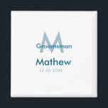 Blaue Trauzeuge mit Namensbuchstaben männlich pro Magnet<br><div class="desc">Gestaltung</div>