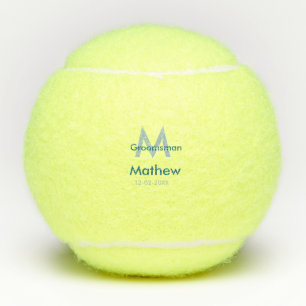 Blaue Trauzeuge mit Namensbuchstaben männlich pro Tennisbälle