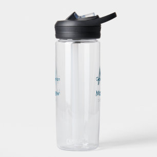 Blaue Trauzeuge mit Namensbuchstaben männlich pro Trinkflasche