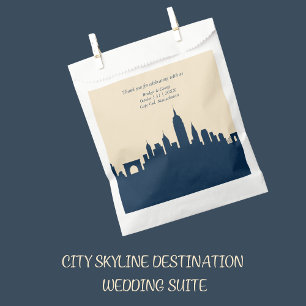 blaue Travel City Skyline-Hochzeit in Urlaubsort Geschenktütchen