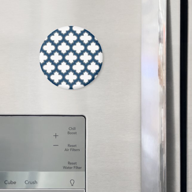 Blaue Trellis, Gitter, Quatrefolie Magnet (In Situ (Kühlschrank))