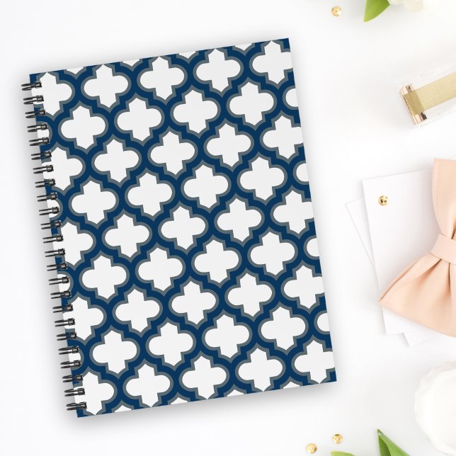 Blaue Trellis, Gitter, Quatrefolie Notizblock (Von Creator hochgeladen)