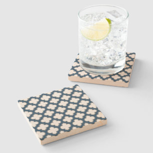 Blaue Trellis, Gitter, Quatrefolie Steinuntersetzer