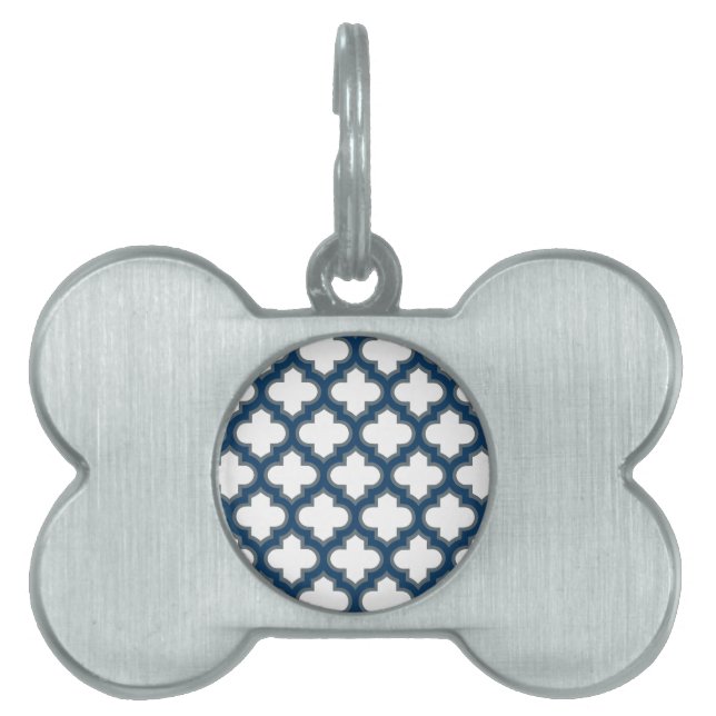 Blaue Trellis, Gitter, Quatrefolie Tiermarke (Vorderseite)