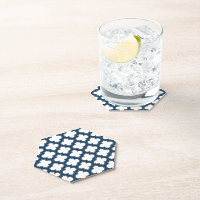Blaue Trellis, Gitter, Quatrefolie Untersetzer (Vor Ort)