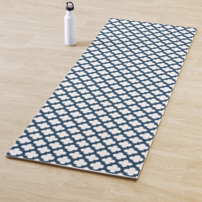 Blaue Trellis, Gitter, Quatrefolie Yogamatte (Beispiel)