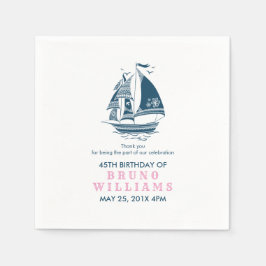 Blaue Tribal-Nautical-Boat-Geburtstagsvorlage Serviette