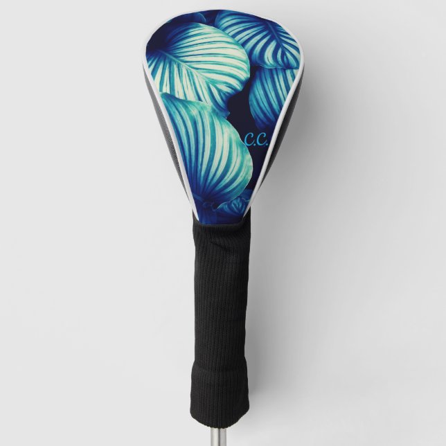 Blaue tropische Blätter Golf Headcover (Vorderseite)