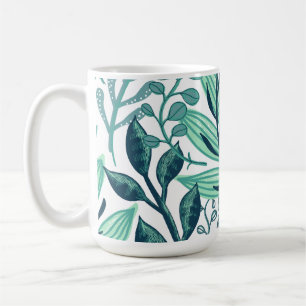 Blaue tropische Blätter Kaffeetasse