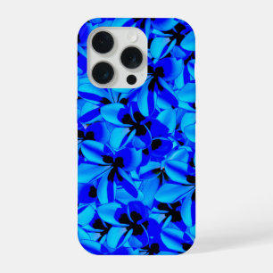 Blaue tropische Frangipani-Blüten, Trinkglas iPhone 15 Pro Hülle