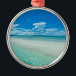 Blaue tropische Jahreszeit, Palau Ornament Aus Metall<br><div class="desc">Kleiner Sandstreifen, der bei Ebbe auf den Felseninseln, Palau, im mittleren Pazifik auftaucht| Stuart Westmorland / DanitaDelimont.com</div>