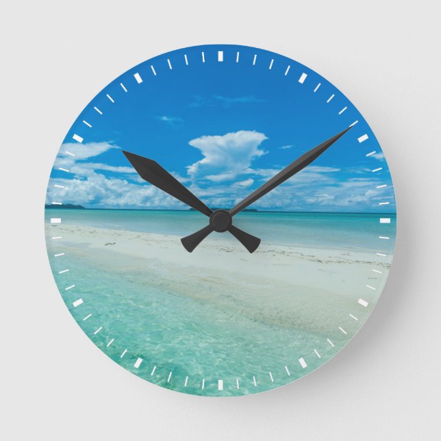 Blaue tropische Küste, Palau Runde Wanduhr (Vorderseite)