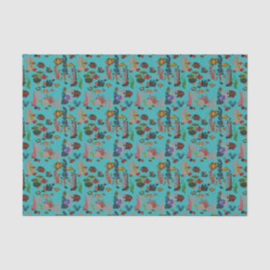 Blaue tropische Meereswelt Paradies Wasserfarbe Seidenpapier
