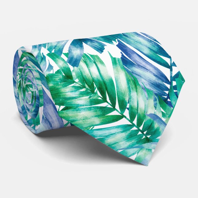 Blaue tropische Palme Krawatte (Gerollt)